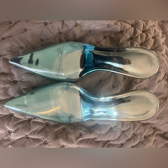 Like New Good American Womens Blue Princess Glass Slipper Stiletto Pointy Mu… - Picture 6 of 8